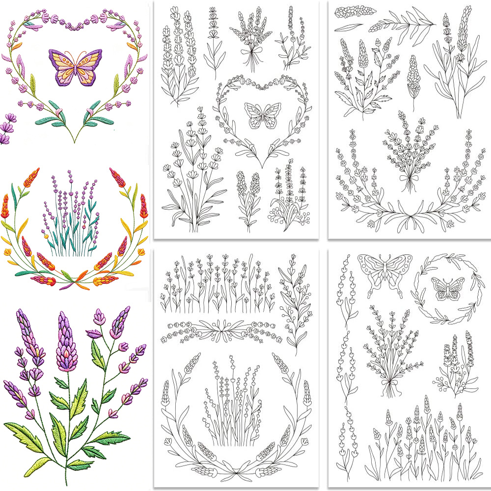 Lavender Flower Butterfly Wate - Embroidery Stabilizer Backing 评论和价格