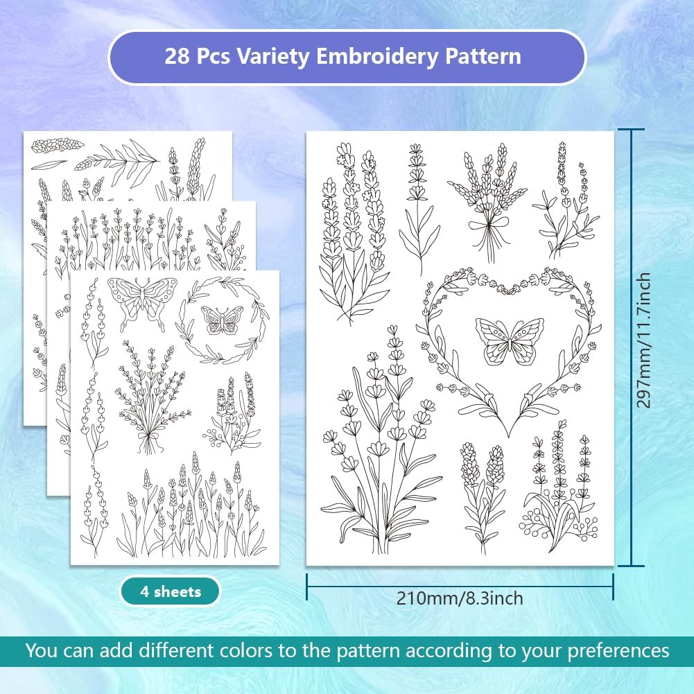 Lavender Flower Butterfly Wate - Embroidery Stabilizer Backing 评论和价格